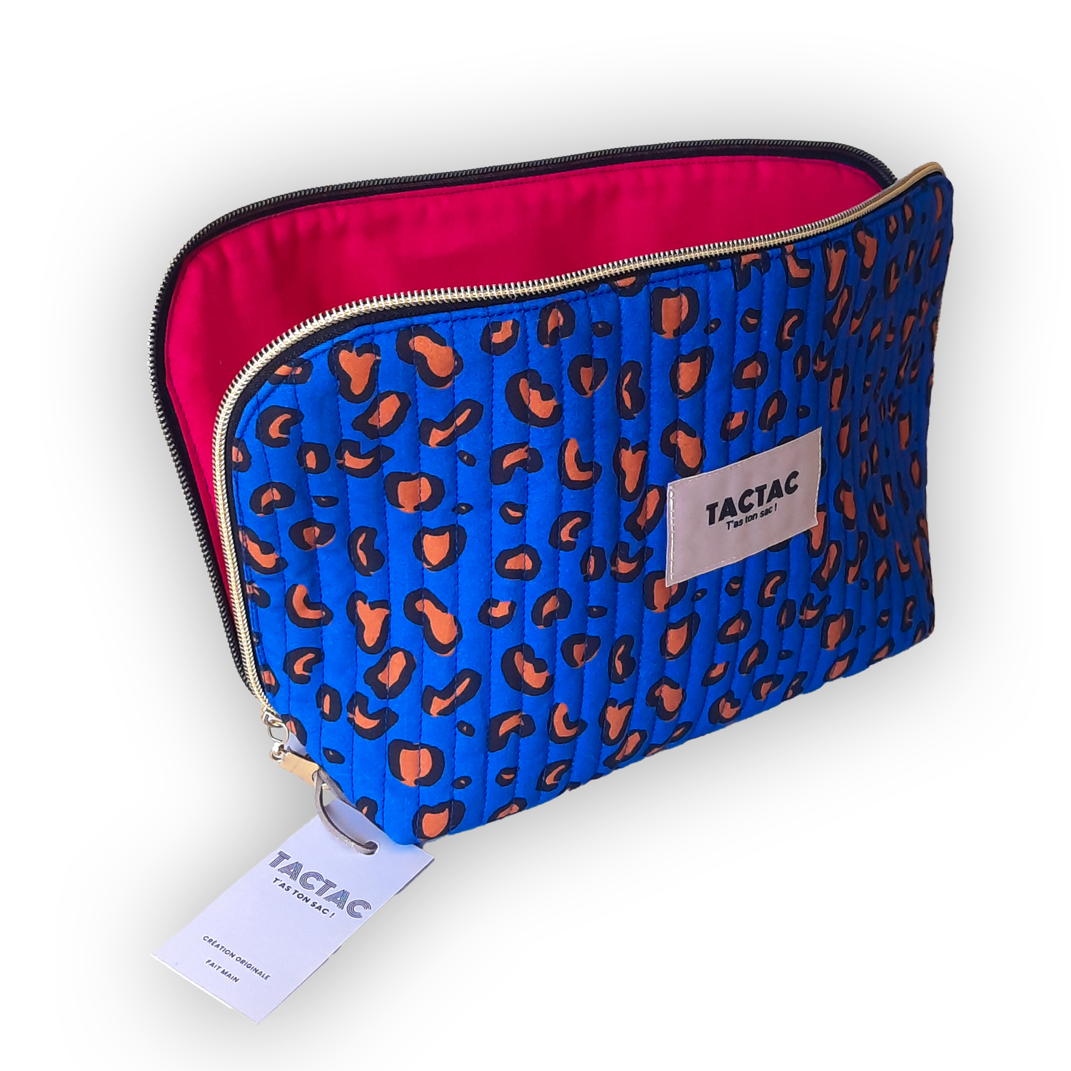 Pochette léopard bleu Klein