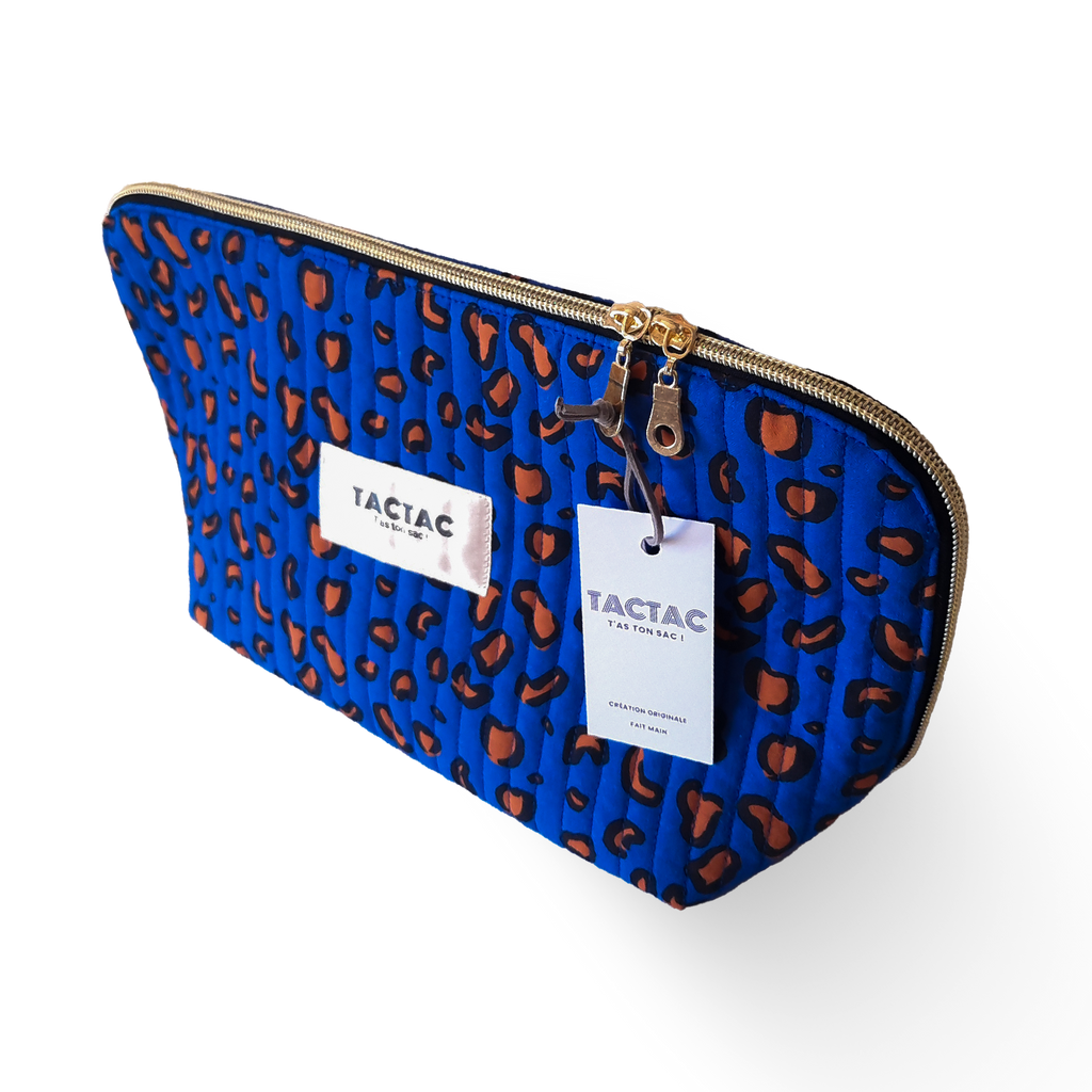Pochette léopard bleu Klein
